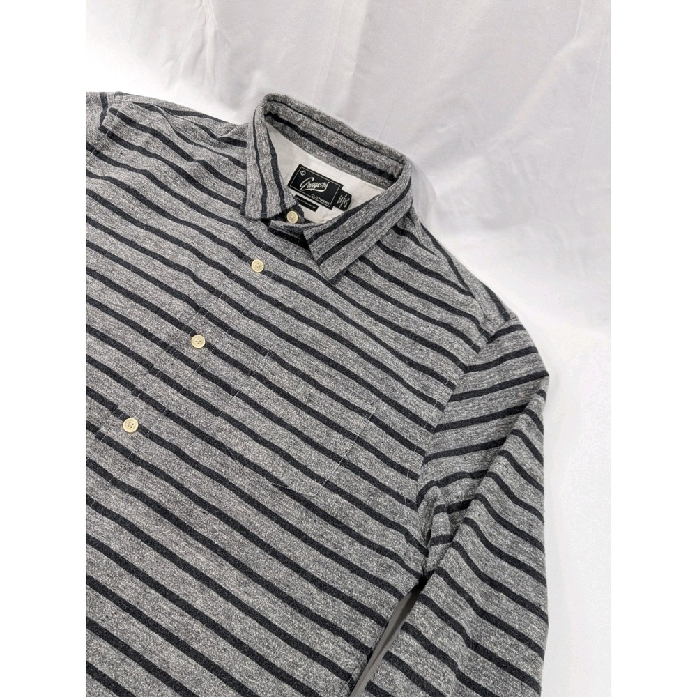 Grayers Heavy Cotton Flannel Striped Button‎ Front Long Sleeve Shirt Men's XL